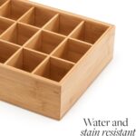 GOBAM Bamboo Closet Drawer Divider - Storage Organizer with 15 Compartments, Drawer Organizer, Storage Box for Belts, Ties, Bras, Briefs, Socks & Jewelry - Natural - Image 6