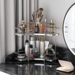 FOLLOWIN 2 Tier Bathroom Countertop Corner Organizer,Countertop Perfume Tray,Vanity Counter Shelf,Skincare Makeup Cosmetic Vanity Organizers,Silver - Image 4