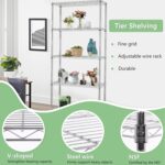 FDW 14" D×24" W×60" H Wire Shelving Unit Metal Commercial Shelf with 5 Tier Layer Rack Strong Steel for Restaurant Garage Pantry Kitchen Garage,Chrome - Image 5
