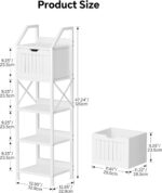 Homeiju Bathroom Floor Cabinet, 5-Tier Bathroom Storage Organizer Rack with Drawer, Multifunctional Corner Unit, 47.24 Inches in Height, White - Image 4