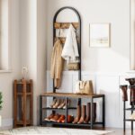 Hall Tree, Coat Rack with Shoe Storage, Entryway Bench with Coat Rack and Shoe Shelf, All-in-One Entryway Storage Organizer, for Foyer, Hallway, Cloakroom, Rustic Brown and Black MT04BRY1 - Image 3