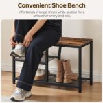 Hall Tree, Coat Rack with Shoe Storage, Entryway Bench with Coat Rack and Shoe Shelf, All-in-One Entryway Storage Organizer, for Foyer, Hallway, Cloakroom, Rustic Brown and Black MT04BRY1 - Image 4