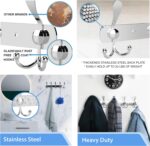 GlazieVault Coat Rack Wall Mount - Stainless Steel Coat Hooks (2 Pack) - Heavy Duty Wall Hooks for Clothes & Accessories (Silver Tri) - Image 5