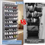 30 Pairs Over The Door Shoe Organizer, 10-Tier Hanging Shoe Rack with Deep Pocket for Closet, Extra Large Shoe Storage Holder for Sneakers, Boots, Heels(Grey) - Image 4