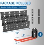 Wallmaster Wall Mount Garage Organizer Tool Storage Rack, Heavy Duty Folding Chair Hangers with 8 Adjustable Hooks, 48-inch Tracks, Max Load 300lbs - Image 5