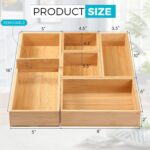 Fabsome Bathroom Drawer Organizer, Bamboo Box Bin for Junk Vanity Desk Makeup Drawer, Small Wooden Container Tea Storage Organization Tray for Kitchen Office, Set of 5 - Image 3