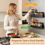 Square Glass Spice Jars (24 x 4oz) with Black Lids + Magnetic Spice Rack for Refrigerator (Fits 12 Jars) + Bonus Slim Auxiliary Rack, 240 Labels, Shaker Inserts, Funnel - Image 5