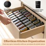 Square Glass Spice Jars (24 x 4oz) with Black Lids + Magnetic Spice Rack for Refrigerator (Fits 12 Jars) + Bonus Slim Auxiliary Rack, 240 Labels, Shaker Inserts, Funnel - Image 6