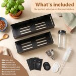 Square Glass Spice Jars (24 x 4oz) with Black Lids + Magnetic Spice Rack for Refrigerator (Fits 12 Jars) + Bonus Slim Auxiliary Rack, 240 Labels, Shaker Inserts, Funnel - Image 9