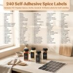 Square Glass Spice Jars (24 x 4oz) with Black Lids + Magnetic Spice Rack for Refrigerator (Fits 12 Jars) + Bonus Slim Auxiliary Rack, 240 Labels, Shaker Inserts, Funnel - Image 10
