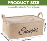 17 Pcs Snack Basket Sets, Snack Storage Bin for Pantry Shelves with 16 Pcs 2 Inch Chip Clips, Basket Organizer for Kitchen Home, Chips, Popcorn, Candy, Pretzels(Burlap,Khaki) - Image 5
