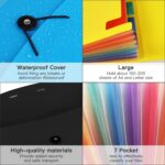 7 Pocket Accordian File Folders, Expanding File Folder A4 Letter Size Paper Portable Document Organizer-Black - Image 4