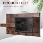 Key Holder for Wall, Mail Organizer Wall Mount with Key Hooks and Wallet Holder, Sunglasses Storage, Coats and Dog Leash Hanger, Decorative with 4 Double Hooks and Chalkboard - Image 3