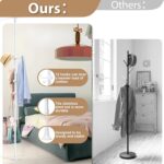 Coat Rack Freestanding, 56 to 125 inch Adjustable Tension Rod Coat Tree with 12 Hooks for Hanging Plant,Coat, Jacket, Hat, Scarf, Suitable for Living Room, Balcony, Kitchen White - Image 6