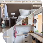 Coat Rack Freestanding, 56 to 125 inch Adjustable Tension Rod Coat Tree with 12 Hooks for Hanging Plant,Coat, Jacket, Hat, Scarf, Suitable for Living Room, Balcony, Kitchen White - Image 7