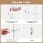 Coat Rack Freestanding, 56 to 125 inch Adjustable Tension Rod Coat Tree with 12 Hooks for Hanging Plant,Coat, Jacket, Hat, Scarf, Suitable for Living Room, Balcony, Kitchen White - Image 8