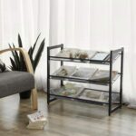 SONGMICS Shoe Rack, 3-Tier Shoe Organizer, Metal Shoe Storage for Garage, Stackable Shoe Shelf, with Adjustable Flat or Angled Shelves, 9-12 Pairs, Ink Black ULMR03B - Image 5