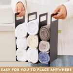 LEIFIDE Set of 2 Interlocking Towel Organizer Metal Bathroom Towel Storage Rack Shelf Dividers Organizers for Closet Home Space Saving (Black) - Image 3