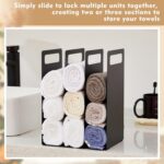 LEIFIDE Set of 2 Interlocking Towel Organizer Metal Bathroom Towel Storage Rack Shelf Dividers Organizers for Closet Home Space Saving (Black) - Image 5