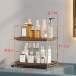 FSyueyun 2-Tier Bathroom Countertop Organizer,Bathroom Organizers and Storage with Tool-Less Installation, Premium Plastics for Makeup, Perfume, Skincare on Dresser Vanity Tray (Gold & Brown) - Image 3