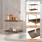 FSyueyun 2-Tier Bathroom Countertop Organizer,Bathroom Organizers and Storage with Tool-Less Installation, Premium Plastics for Makeup, Perfume, Skincare on Dresser Vanity Tray (Gold & Brown) - Image 4
