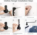 Mkono Wall Mounted Drying Rack Laundry Clothes Hanger with Swing Arm Space Saving Metal Hanging Valet Rod for Laundry Closet Organizer Bathroom Bedroom, 2 Pack, Black - Image 6