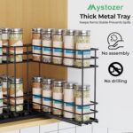 Pull Out Spice Rack Organizer for Cabinet, Slide Out Spice Racks, Easy to Install Spice Cabinet Organizers, 7.4" Wx10.43 Dx8.26 H, 3 Drawers 2 Tiers(Black) - Image 8