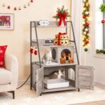 HOOBRO Litter Box Enclosure with 2 Storage Shelves, Tall Litter Box Furniture Hidden with Charging Station, Indoor Hidden Litter Box Furniture with Plush Mat, Greige BG70UMW01 - Image 3