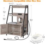 HOOBRO Litter Box Enclosure with 2 Storage Shelves, Tall Litter Box Furniture Hidden with Charging Station, Indoor Hidden Litter Box Furniture with Plush Mat, Greige BG70UMW01 - Image 8