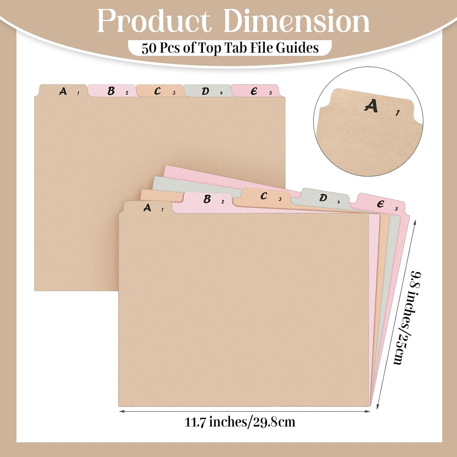 75 Pcs Alphabet File Dividers A-z Top Tab Guides Set, Letter Size Alphabetical File Divider with 5 Tabs for Cabinet Heavyweight Desk Organizer for School Office(Fresh Colors) - Image 3