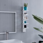 Danya B 5 Tier Wall Shelf Unit Narrow Smooth Laminate Finish - Vertical Column Utility Shelf Floating Storage Home Decor Organizer 5.1" x 6" x 30" (White) - Image 4