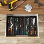 Lifewit Utensil Organizer for Kitchen Drawers, Expandable Cooking Utensil Tray, Adjustable Cutlery Silverware Flatware Holder, Plastic Spatula Tools Storage Divider, 13-22 x 15", Black - Image 4