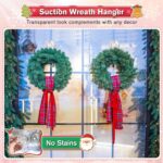 VIS'V Wreath Hanger, Large Suction Cup Wreath Hooks with Wipes, Heavy Duty, 22 LB Capacity, Removable and Reusable, Clear, 2 Pcs - Image 3