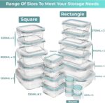 Razab 35 Pc Set Glass Food Storage Containers with Lids - Meal Prep Airtight Bento Boxes BPA-Free 100% Leak Proof (15 lids,15 glass & 5 Plastic Sauce/Dip Containers) - Image 3