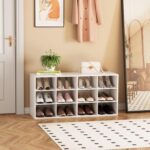 Garden 4 you Shoe Storage Bench, Cubby Shoe Rack with 12 Cubbies, 3-Tier Wood Shoe Rack Organizer, Shoe Organizer Cabinet for Entryway, Hallway, Closet and Garage, White - Image 3