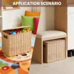 14 Inch Toilet Paper Storage Basket with Lid, 6-Roll Bathroom Organizer, Woven Paper Rope Basket for Narrow Spaces, Multi-Purpose Holder for Towels, Utensils, Picnic & Home Decor - Image 4