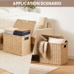 14 Inch Toilet Paper Storage Basket with Lid, 6-Roll Bathroom Organizer, Woven Paper Rope Basket for Narrow Spaces, Multi-Purpose Holder for Towels, Utensils, Picnic & Home Decor - Image 5