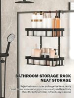 Over Door Shower Caddy, Black Rustproof Bathroom Organizer, 2-Tier Storage Rack, 11.81x5.31 Inch Shelves, No Drilling Required - Image 3