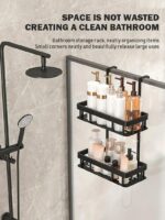 Over Door Shower Caddy, Black Rustproof Bathroom Organizer, 2-Tier Storage Rack, 11.81x5.31 Inch Shelves, No Drilling Required - Image 4