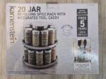 Kamenstein 20 Jar Revolving Countertop Spice Rack with integrated tool caddy Spices with removable shaker disc Included, FREE Spice Refills for 5 Years: Brushed Nickel - Image 3