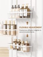 Delamu Narrow 9-Tier Over the Door Pantry Organizer, Adjustable Pantry Storage, Metal Hanging Spice Rack, Cabinet Door Organizer for Kitchen, Bathroom, Laundry Room, 12.5" White - Image 4