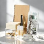 HBlife Acrylic Desk Organizer with 6 Compartments, Pen & Pencil Holder, Clear Multifunctional Desktop Caddy for Office Supply and Organization - Image 5