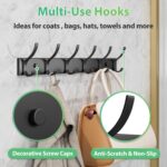 Coat Rack Wall Mount with 6 Hooks (Black, 1 Pack), Heavy Duty Coat Hooks Wall Mount for Entryway, Bedroom, Closet, Wall Hooks for Hanging Hats, Bags, Purses - Image 3