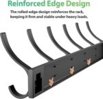 Coat Rack Wall Mount with 6 Hooks (Black, 1 Pack), Heavy Duty Coat Hooks Wall Mount for Entryway, Bedroom, Closet, Wall Hooks for Hanging Hats, Bags, Purses - Image 5