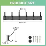 Coat Rack Wall Mount with 6 Hooks (Black, 1 Pack), Heavy Duty Coat Hooks Wall Mount for Entryway, Bedroom, Closet, Wall Hooks for Hanging Hats, Bags, Purses - Image 6