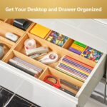 Umilife Large Bamboo Desk Drawer Organizer, Wood Junk Organizer Tray with Adjustable Dividers, Anti-Skip Storage Organization in Office Bathroom Drawer for Vanity, Makeup, 15" x 12" - Image 4