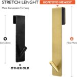 Shower Door Hooks (4 Pcs), 304 Stainless Steel, 7.5x1.18in, Gold, Frameless Glass Door Towel Storage, Lightweight, Heavy Duty, Rust Resistant, Removable, Non Slip - Image 3