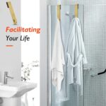 Shower Door Hooks (4 Pcs), 304 Stainless Steel, 7.5x1.18in, Gold, Frameless Glass Door Towel Storage, Lightweight, Heavy Duty, Rust Resistant, Removable, Non Slip - Image 4