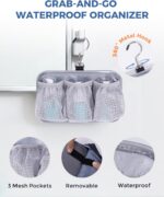 WANDF Toiletry Bag for Men, PU Leather Travel Organizer with Detachable Waterproof Hanging Pouch, Open-Flat Dopp Kit Shaving Bag with Wet Pocket for Travel Toiletries Accessories (Black) - Image 3