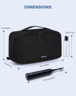 WANDF Toiletry Bag for Men, PU Leather Travel Organizer with Detachable Waterproof Hanging Pouch, Open-Flat Dopp Kit Shaving Bag with Wet Pocket for Travel Toiletries Accessories (Black) - Image 4